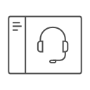 Line art of a UI with a customer service headset