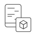 Line art of a block of code with a component set in front of it