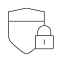 A line art shield with a lock in front of it