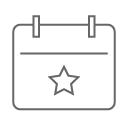 A line art calendar with a star in the middle