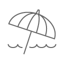 A line art sun umbrella on a beach