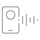 A line art phone with audio lines next to it